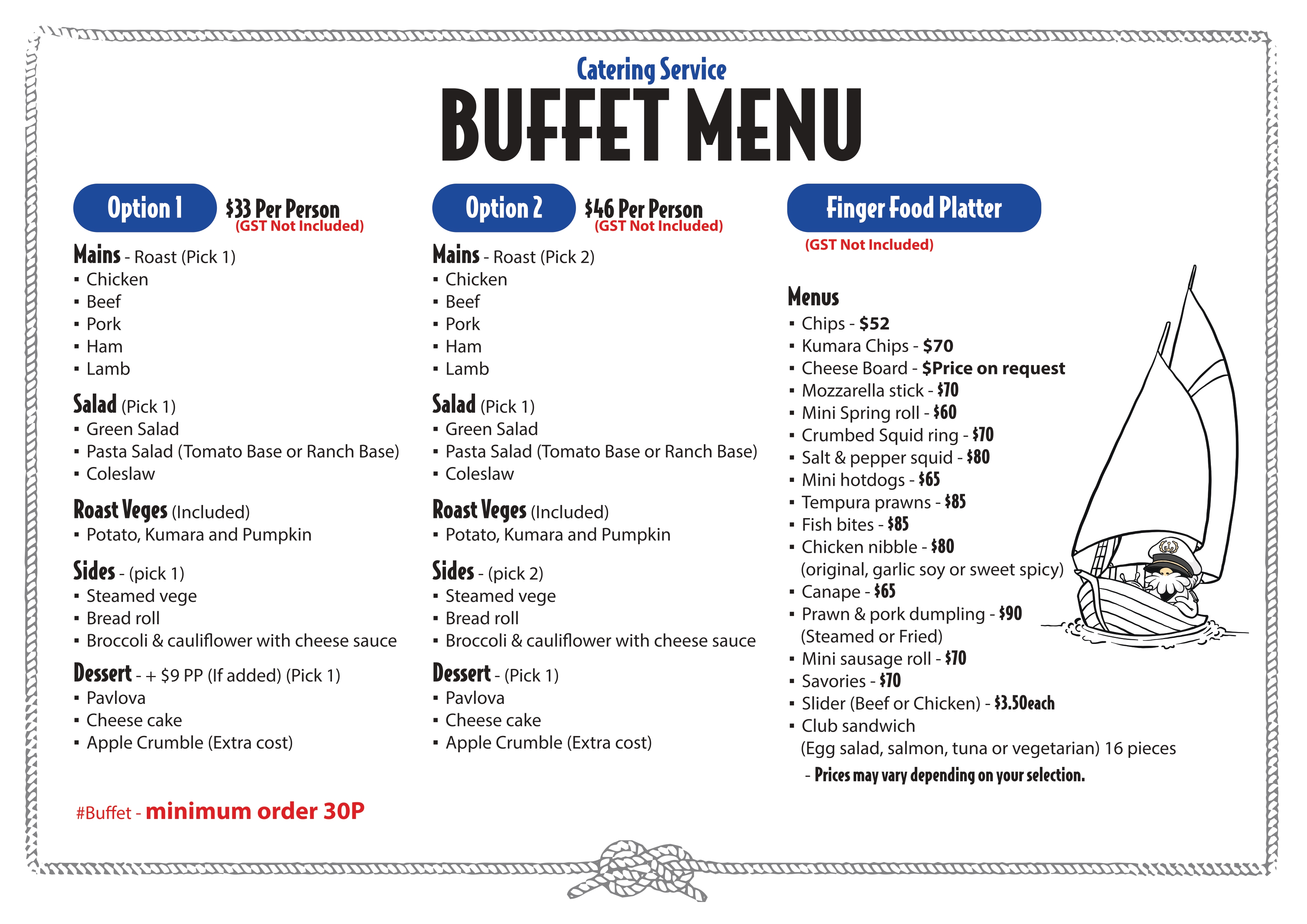 Catering menu
